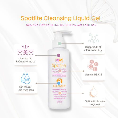 Sữa rửa mặt Spotlite Cleansing Liquid Gel sạch dịu nhẹ, dưỡng trắng